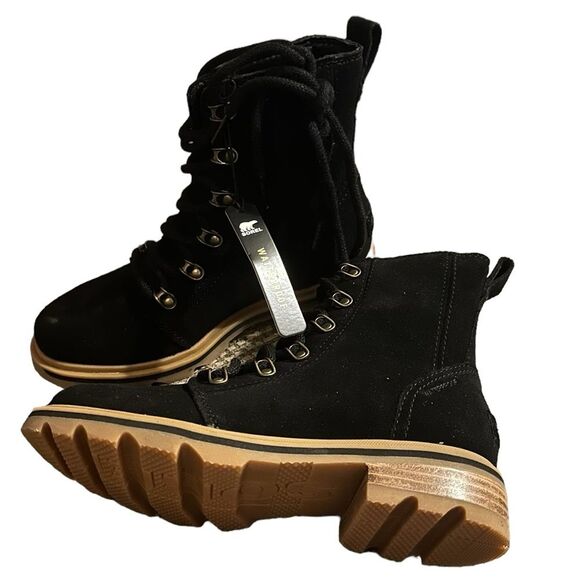 Sorel Lennox Lace Up - Boots - Black - Women's - Size 6. Black suede waterproof - Picture 3 of 11